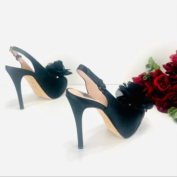 Dolce Vita Amore Platform Stiletto Heels Size 7.5 Black Slingback Open/Peep Toe - Picture 10 of 16
